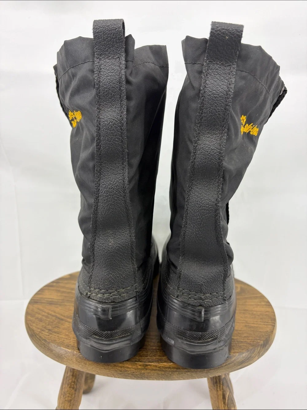 Vintage 70s 80s Ski-Doo Bombardier Black Snowmobile Winter Duck Boots, Mens 8
